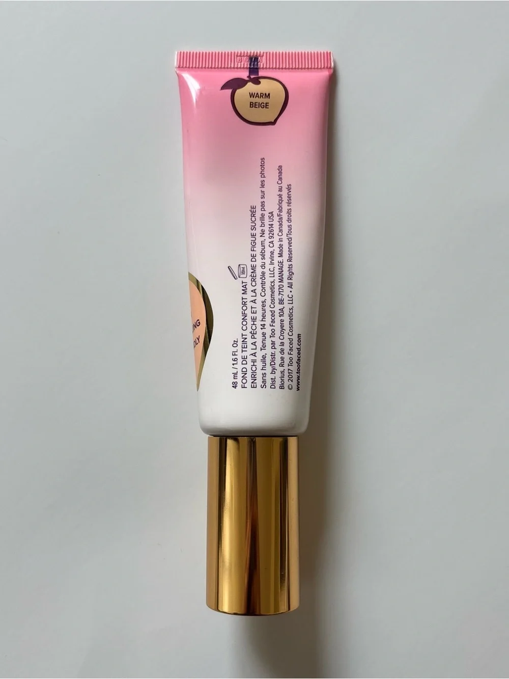 Too Faced Peach Perfect Comfort Matte Foundation Warm Beige